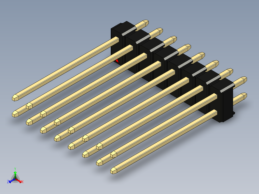 彩色公头100mil（2.54mm）系列-DS1021_black_2x08p_100mil_Type19_rev1.0主视图