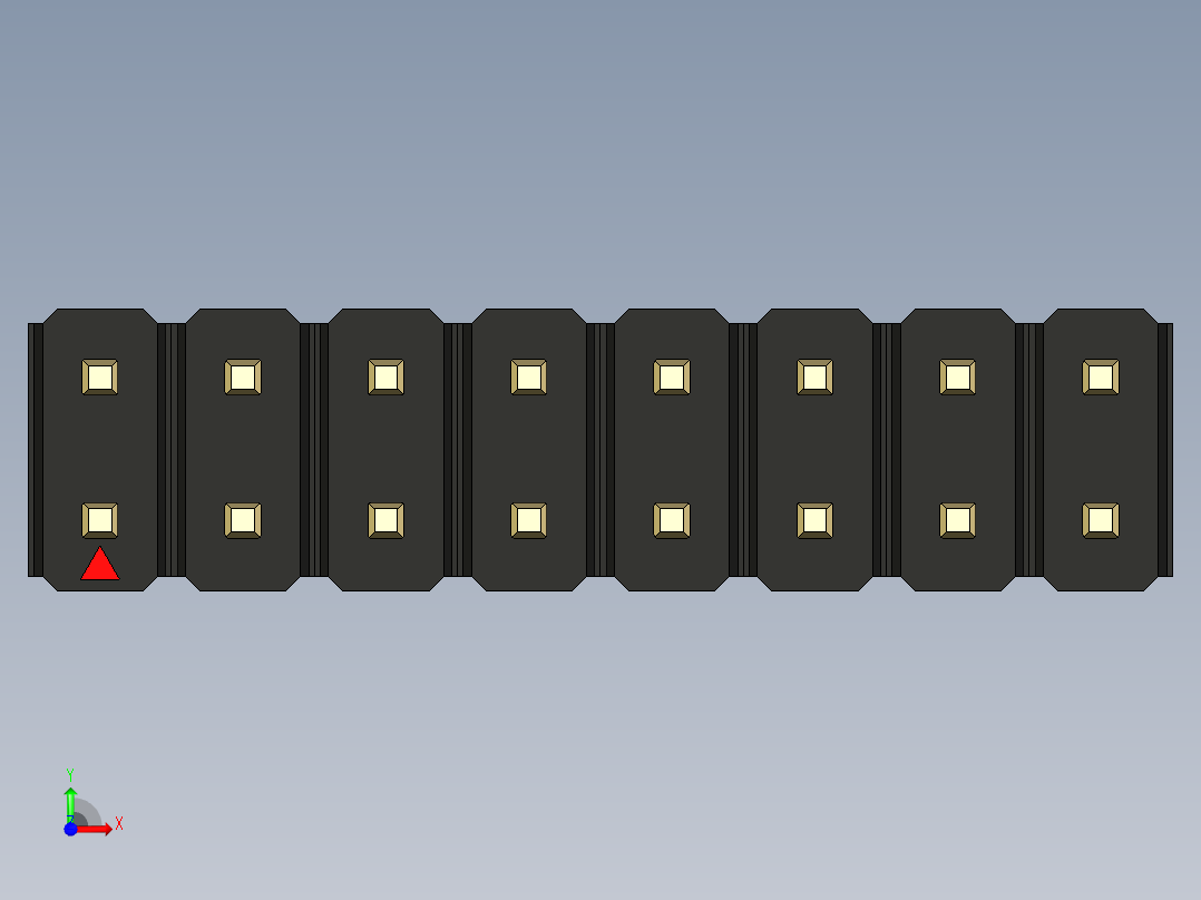 彩色公头100mil（2.54mm）系列-DS1021_black_2x08p_100mil_Type19_rev1.0前视图