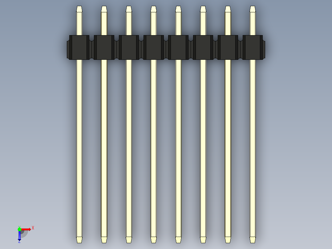 彩色公头100mil（2.54mm）系列-DS1021_black_2x08p_100mil_Type19_rev1.0俯视图