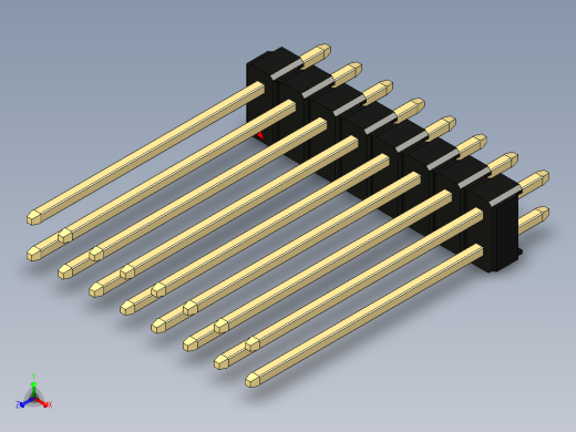 彩色公头100mil（2.54mm）系列-DS1021_black_2x08p_100mil_Type19_rev1.0正等轴测缩略图