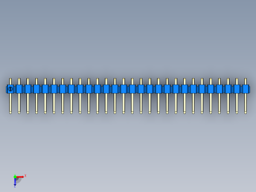 彩色公排针 100mil 2.54mm 系列-DS1022_blue_1x28p_100mil_TypeD_rev1.0俯视缩略图