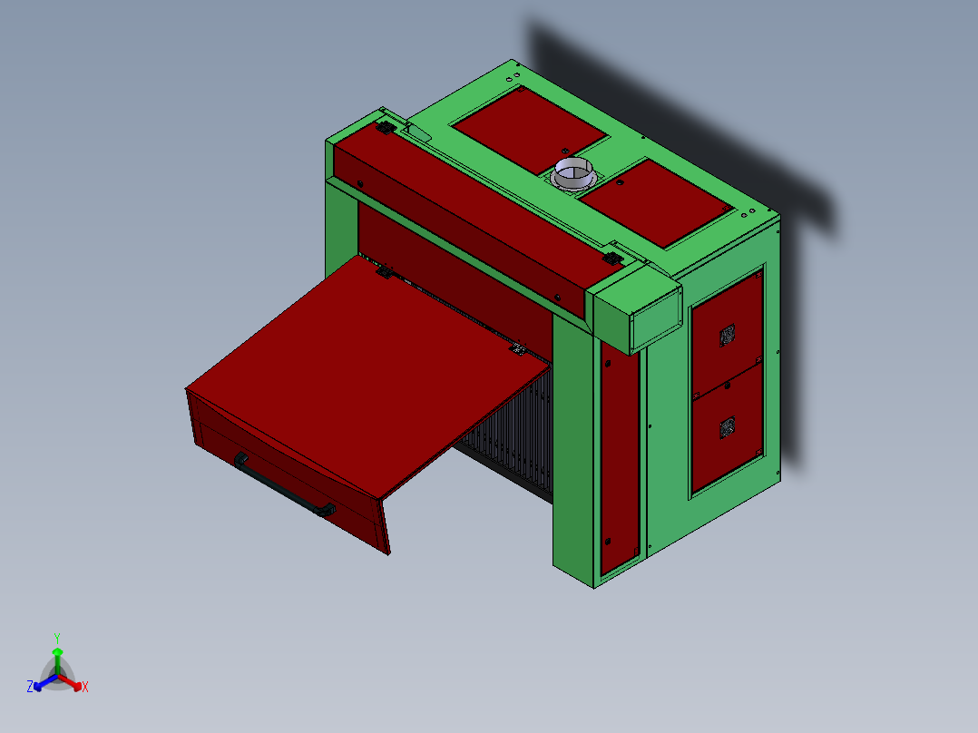 用于塑料和皮革的激光切割机正等轴测图