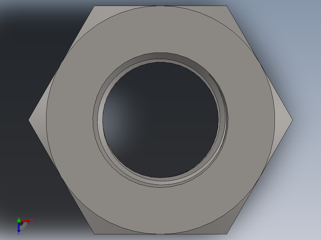 六角螺母和垫圈俯视图