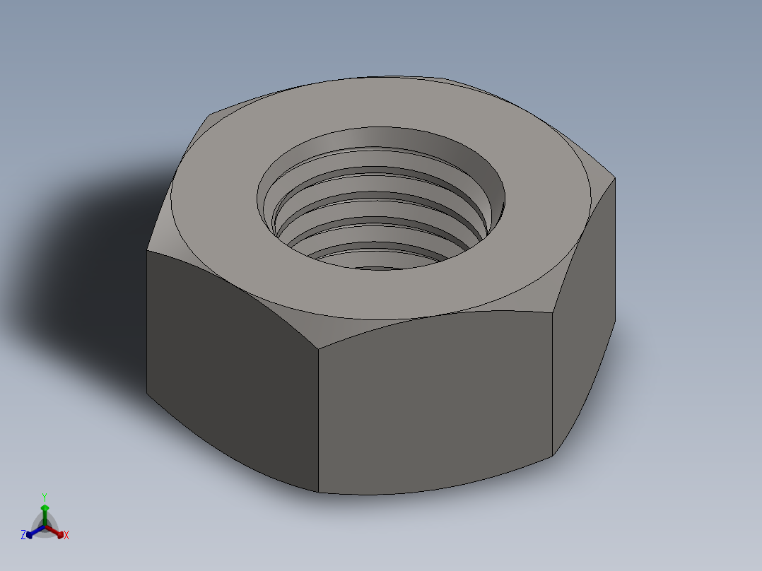 六角螺母和垫圈正等轴测图