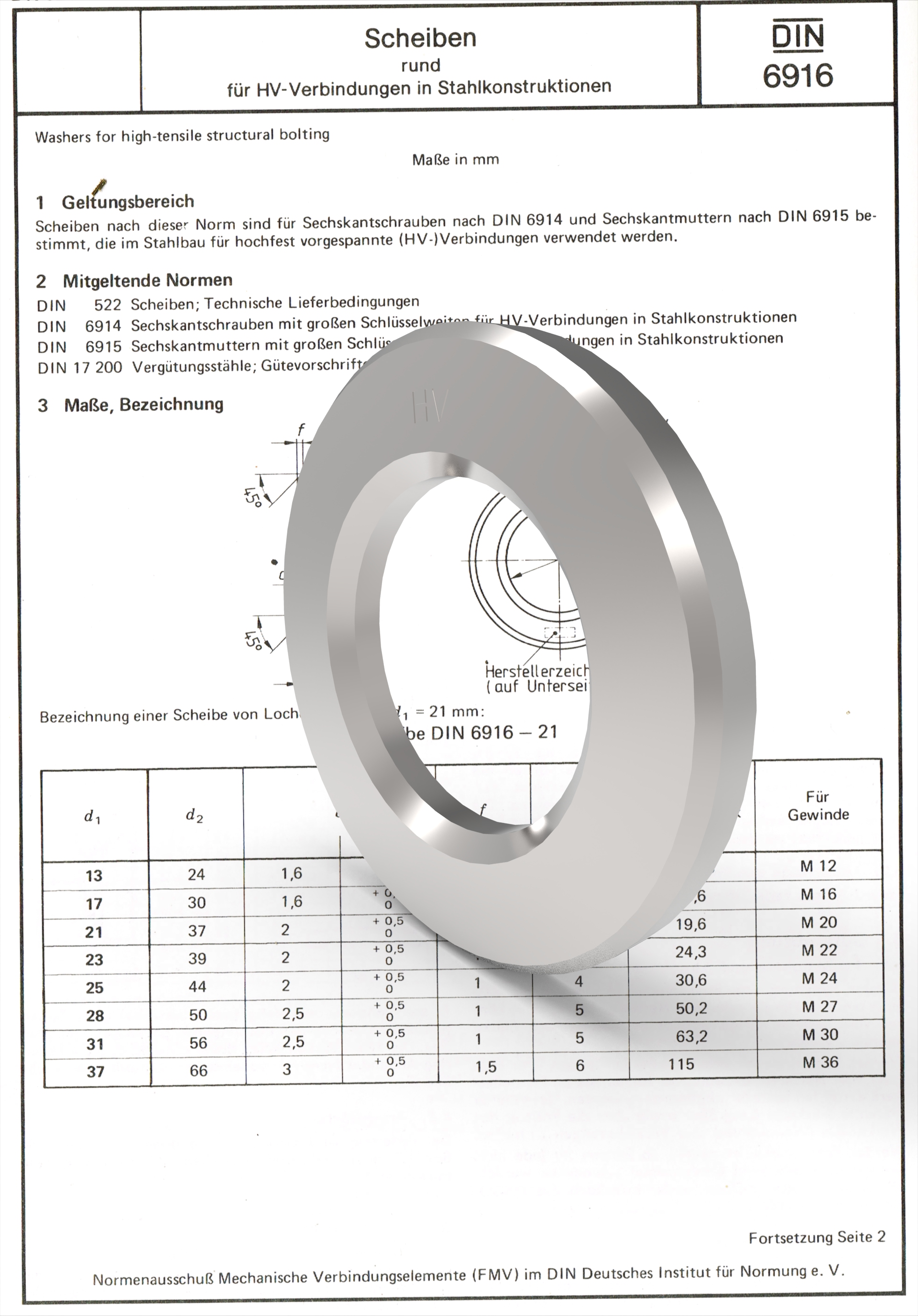六角螺母和垫圈