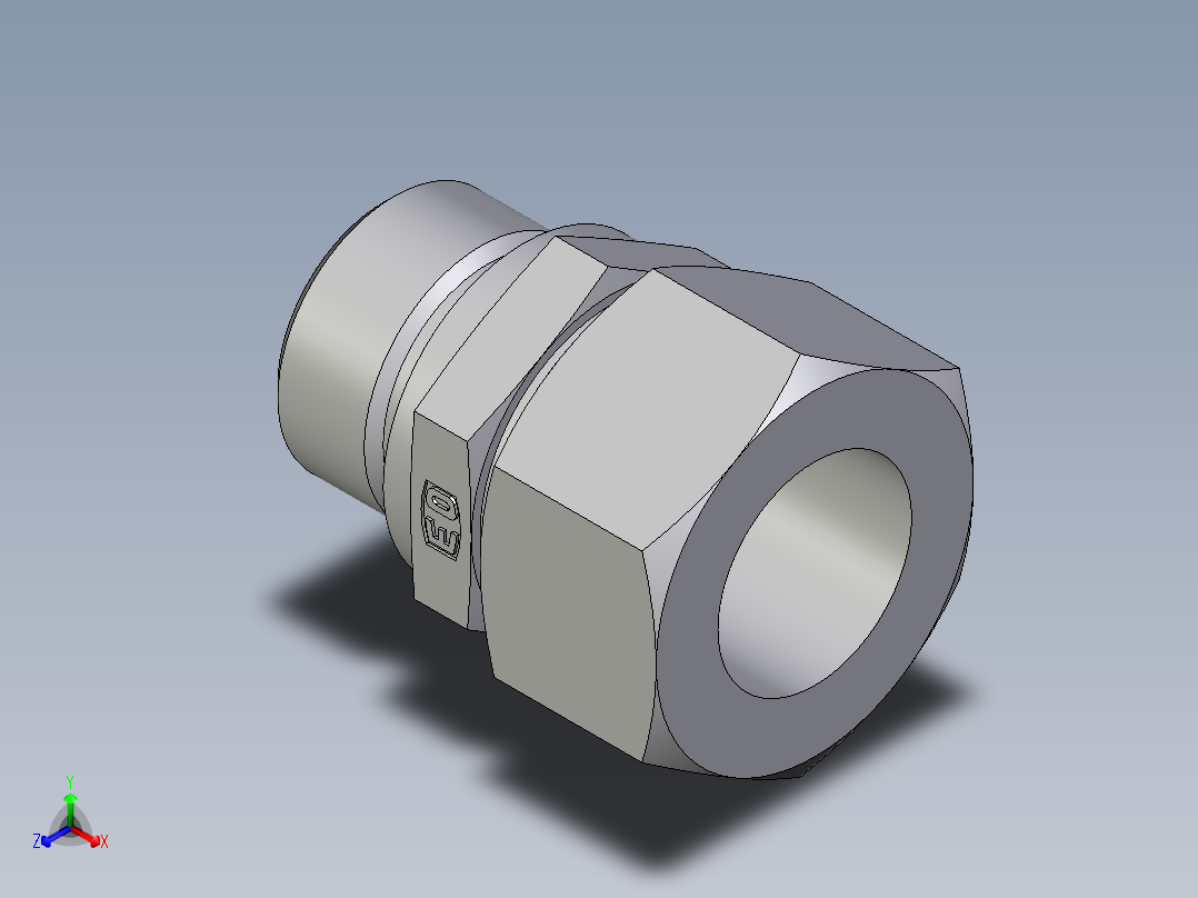 卡套式工业通用硬管接头EO_Male_Stud_connector_GE22ZLREDCF正等轴测图