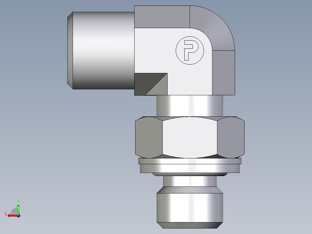 卡套式工业通用硬管接头EO_Adjustable_Locknut_elbow_WEE06SMOMDCF后视图