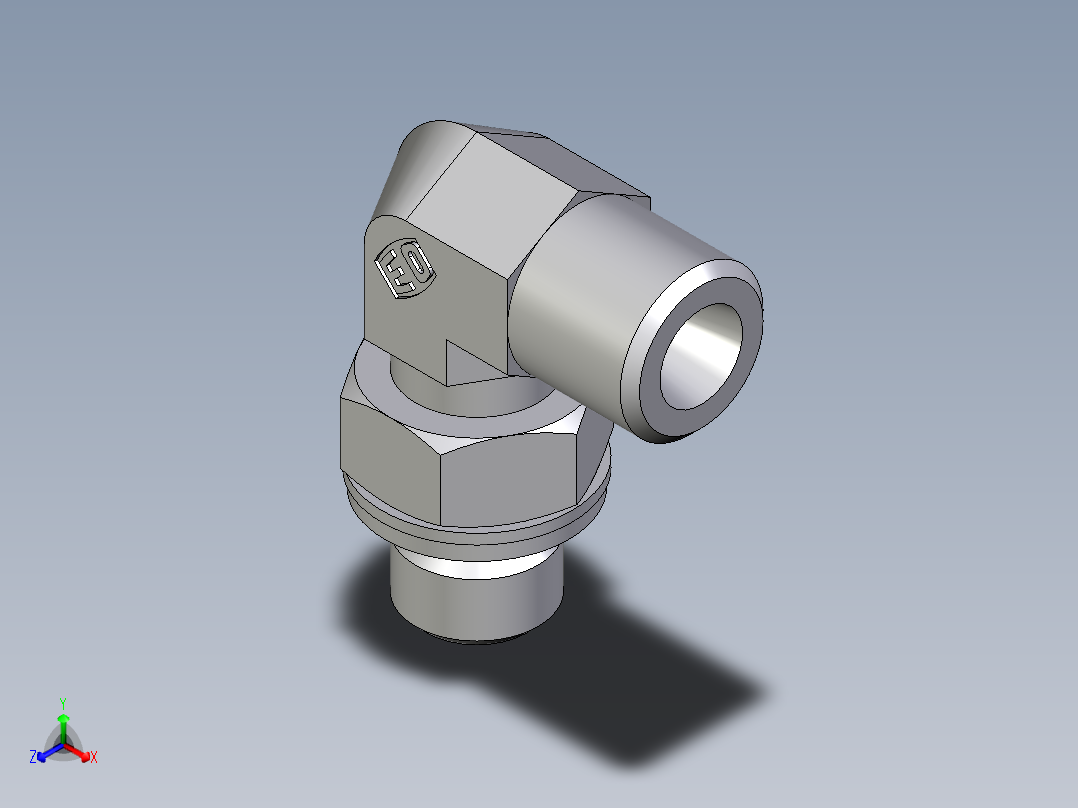 卡套式工业通用硬管接头EO_Adjustable_Locknut_elbow_WEE06SMOMDCF正等轴测图