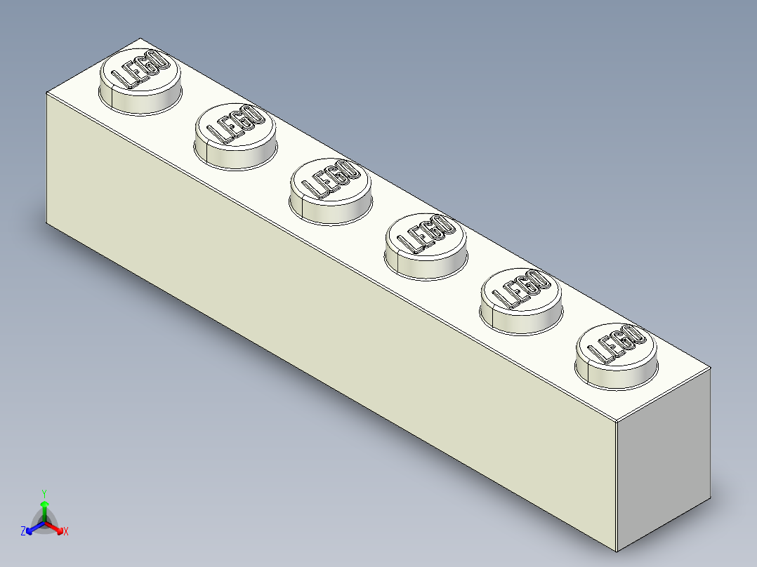 乐高套装 4421基本积木-300901 White Brick 1 x 6.STEP正等轴测图