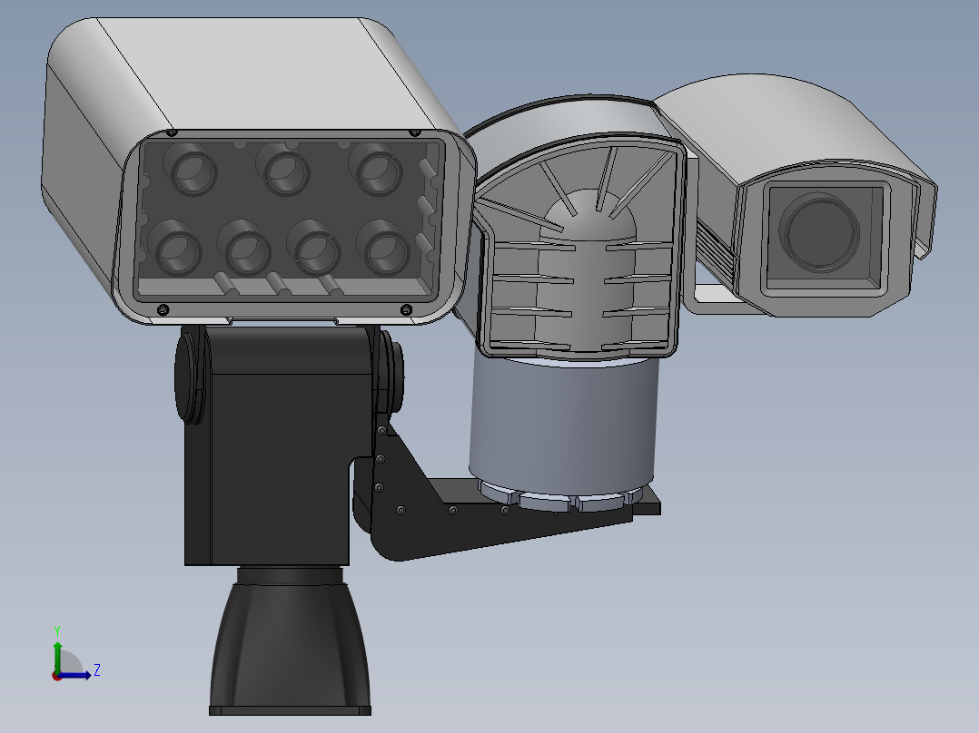 带ptu的闭路电视摄像机前视图