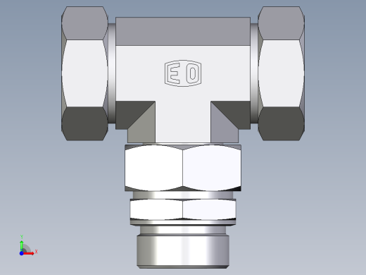 卡套式工业通用硬管接头EO_Assembled_adjustable_standpipe_branch_tee_EVT42LM71前视缩略图