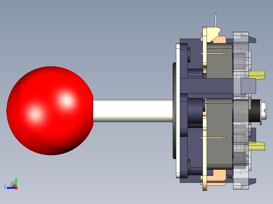 街机操纵杆模型三华JLF-TP-8YT48和16路门右视图