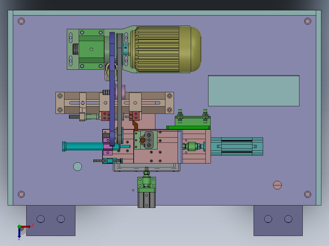单刀双气缸精车机（sw18可编辑+工程图）俯视图