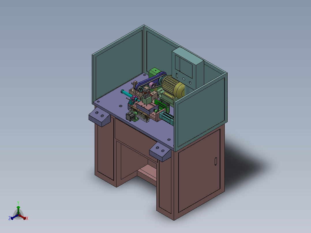 单刀双气缸精车机（sw18可编辑+工程图）正等轴测图