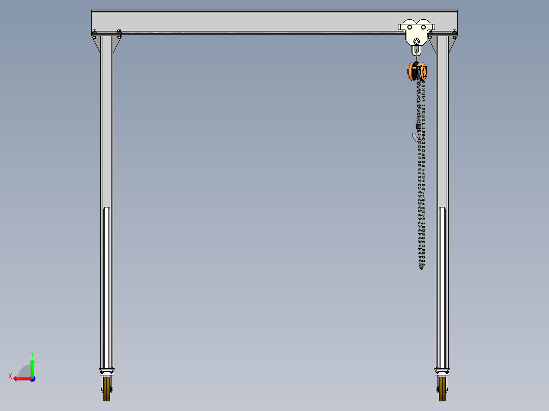 gantry-crane门式起重机3D数模图纸 Solidworks设计 附IGS STEP后视图