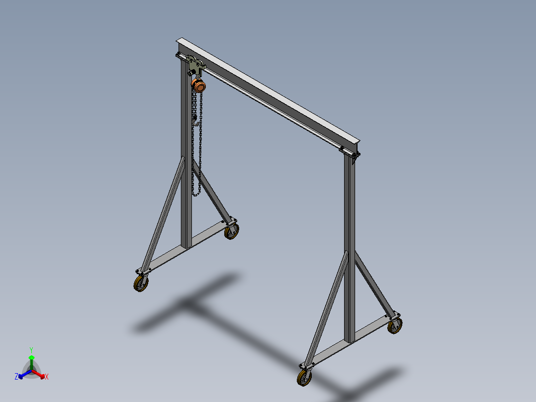 gantry-crane门式起重机3D数模图纸 Solidworks设计 附IGS STEP正等轴测图