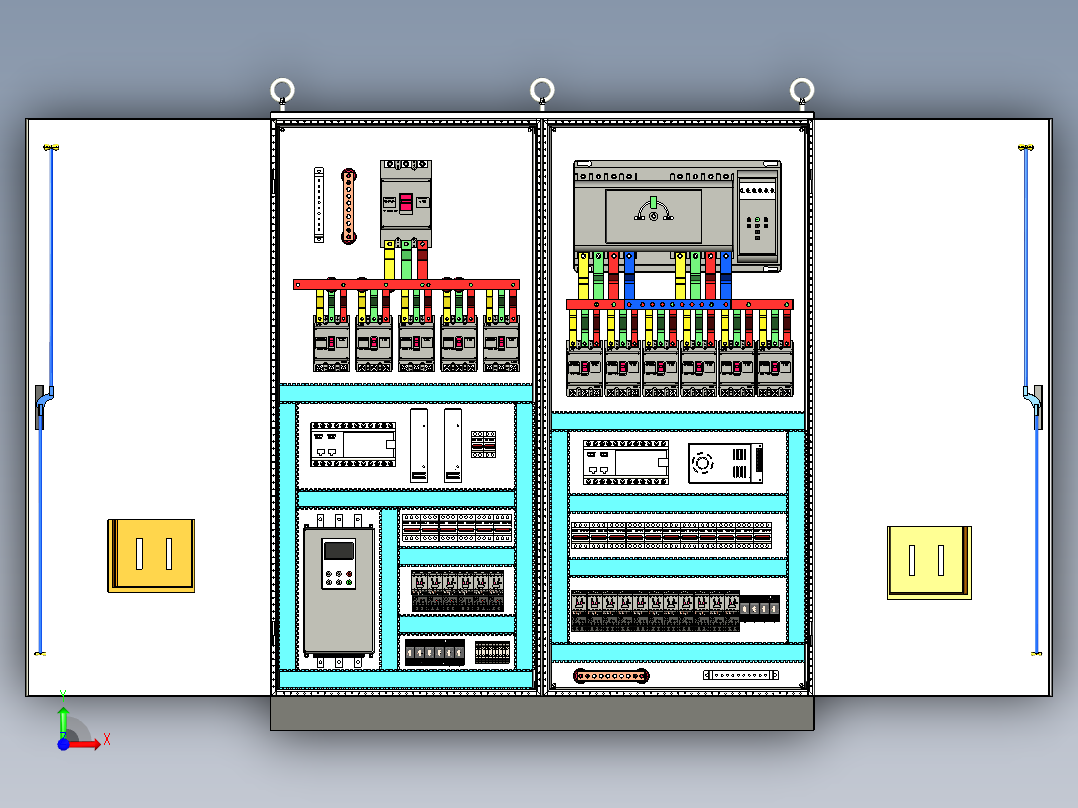 双柜组装630Aplc软启动双电源控制柜 56386前视图