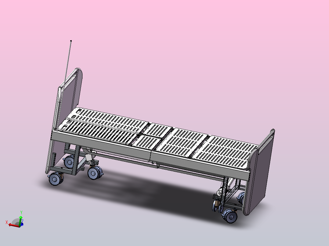 一体式折叠电动护理床主视图