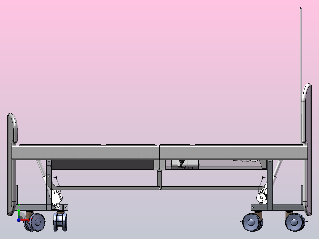 一体式折叠电动护理床前视图