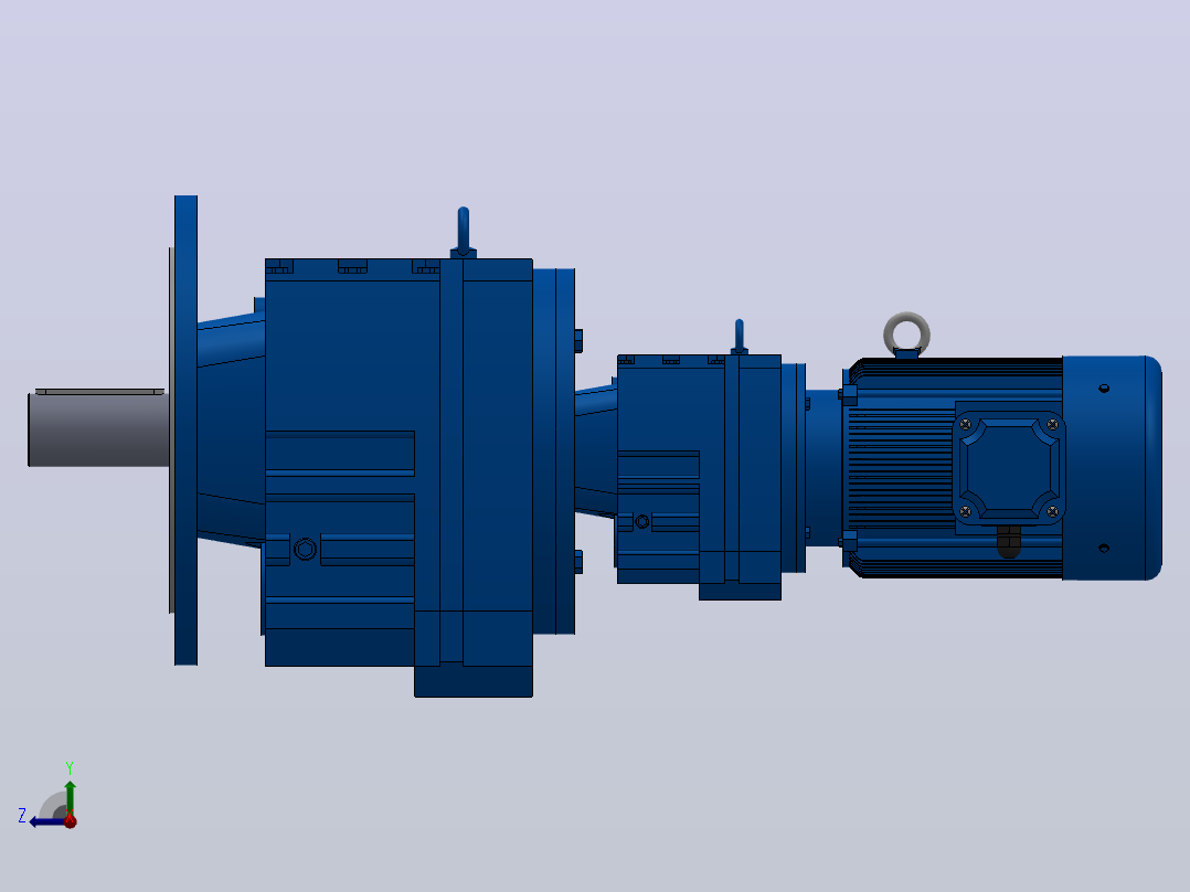 RF107R77法兰轴伸式组合型斜齿轮减速机RF107R77-Y3-4P-100-M1-0°-Φ450右视图