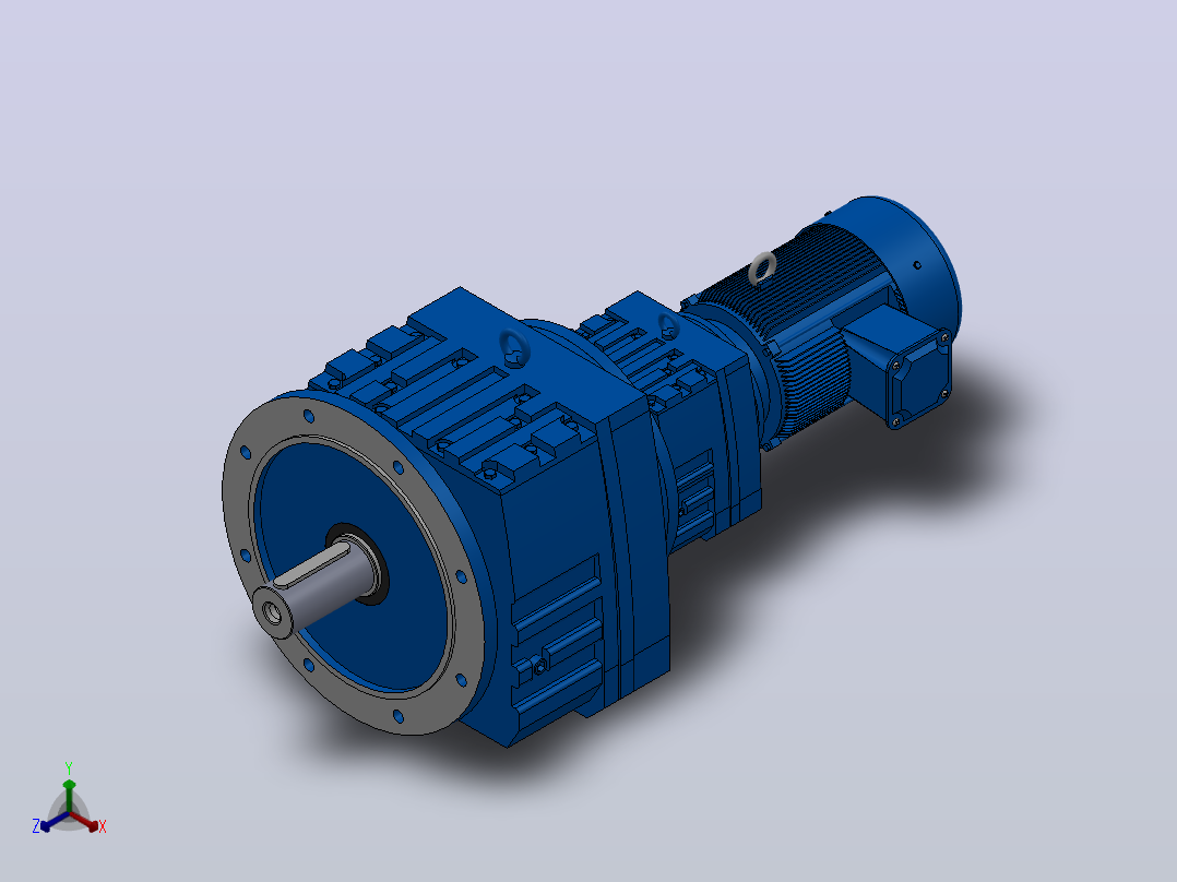RF107R77法兰轴伸式组合型斜齿轮减速机RF107R77-Y3-4P-100-M1-0°-Φ450正等轴测图