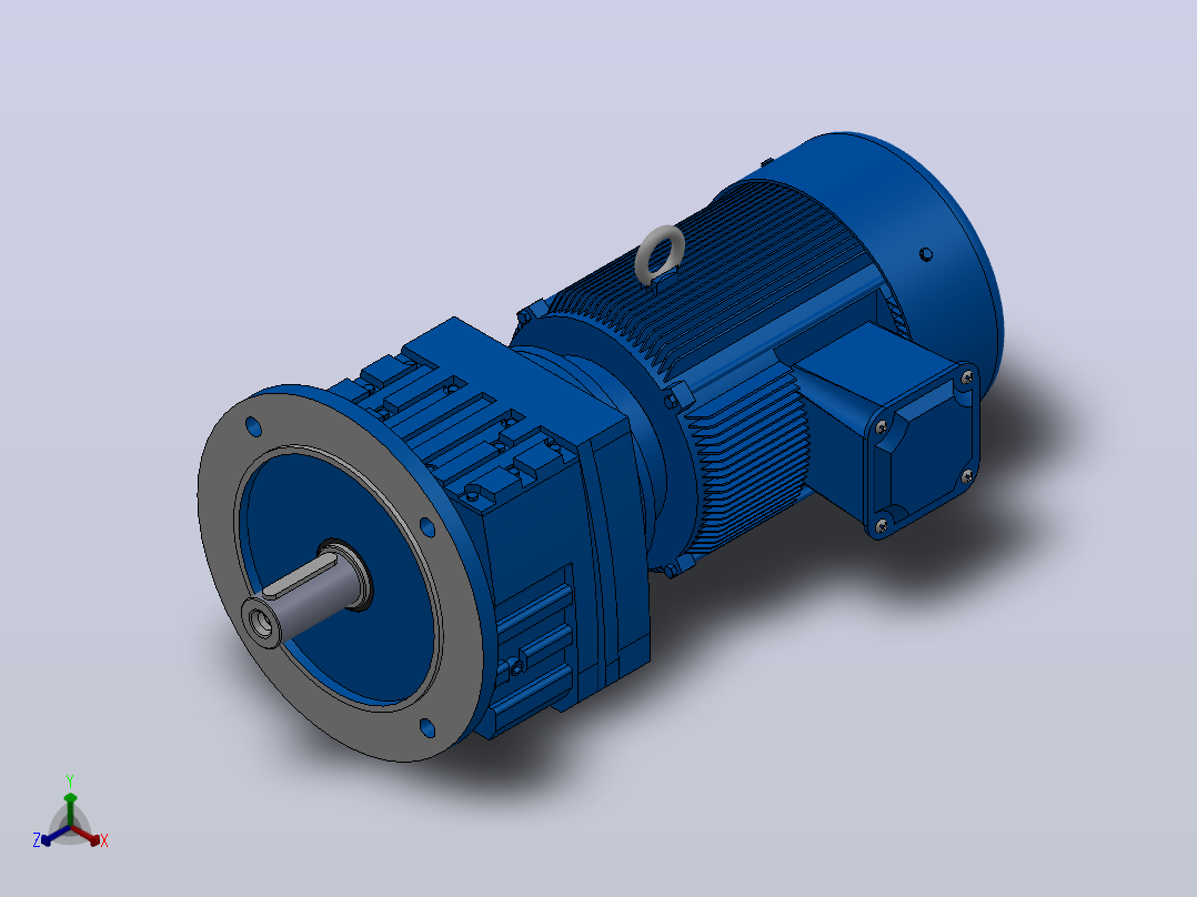 RF57法兰轴伸式安装斜齿轮减速机RF57-Y1.1-4P-90S-M1-0°-Φ200主视图
