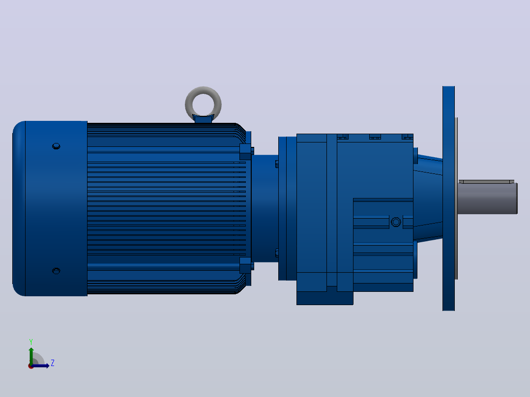 RF57法兰轴伸式安装斜齿轮减速机RF57-Y1.1-4P-90S-M1-0°-Φ200左视图