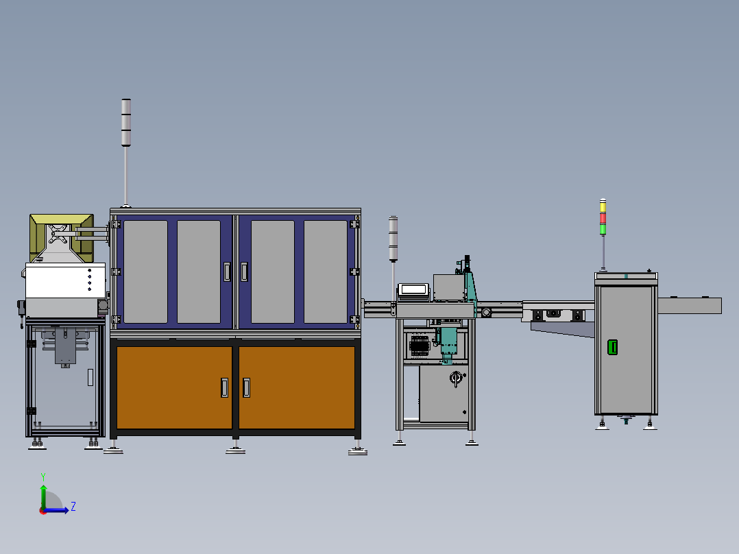PCB点胶测试自动流水线左视图
