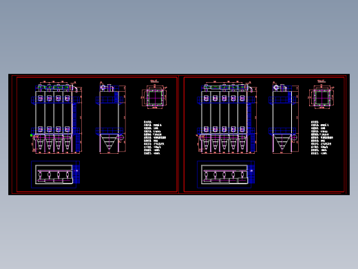 5万及6万m3h反吹风布袋除尘器cad设计工艺图