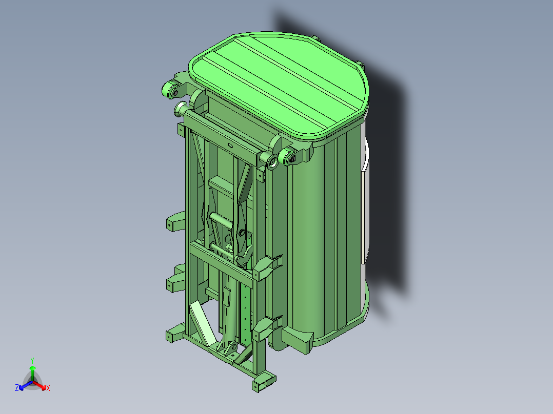 5021zxx 小型环卫收集车拉箱机构正等轴测图