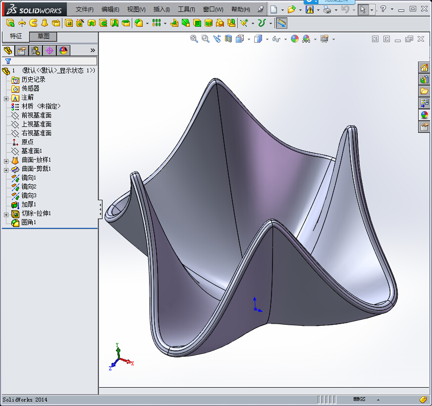 Solidworks手帕造型水果盘