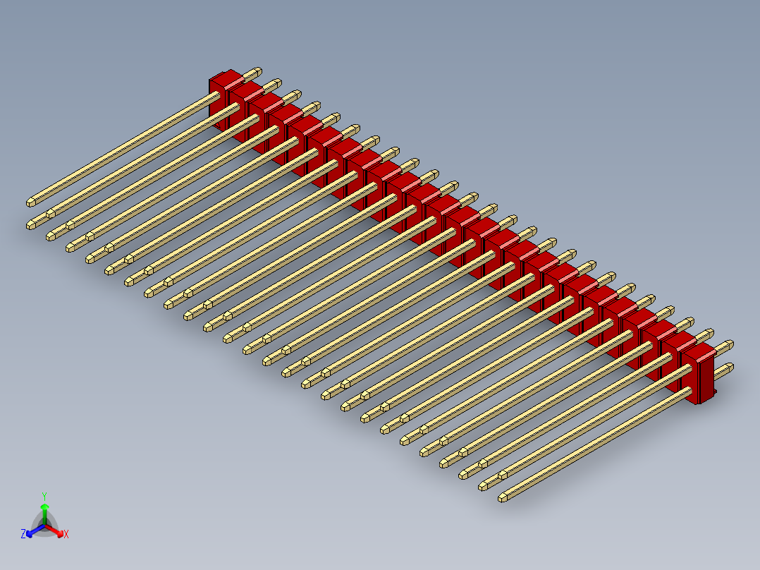 彩色公头100mil（2.54mm）系列-DS1021_red_2x25p_100mil_Type43_rev1.0主视图
