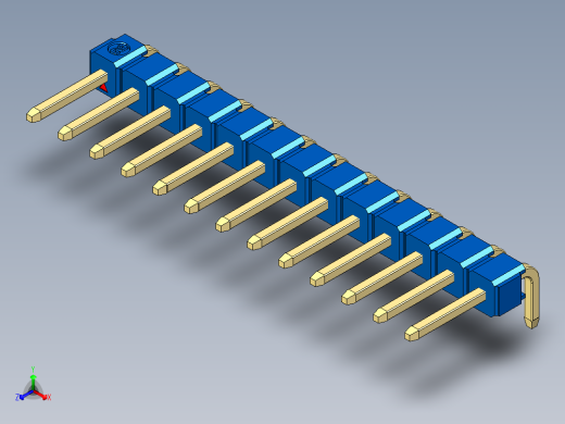 彩色公排针 100mil 2.54mm 系列-DS1022_blue_1x13p_100mil_TypeD_rev1.0
