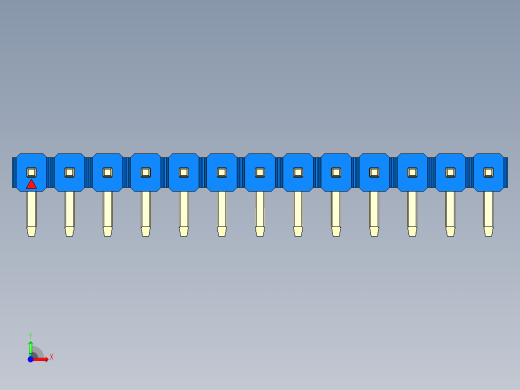 彩色公排针 100mil 2.54mm 系列-DS1022_blue_1x13p_100mil_TypeD_rev1.0前视缩略图