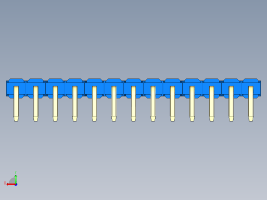 彩色公排针 100mil 2.54mm 系列-DS1022_blue_1x13p_100mil_TypeD_rev1.0后视缩略图