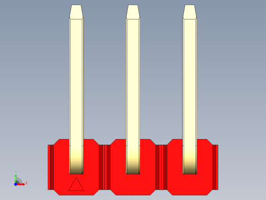 彩色公排针 100mil 2.54mm 系列-DS1022_red_03p_100mil_TypeU_rev1.0前视缩略图