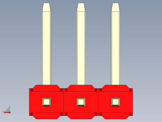 彩色公排针 100mil 2.54mm 系列-DS1022_red_03p_100mil_TypeU_rev1.0后视缩略图