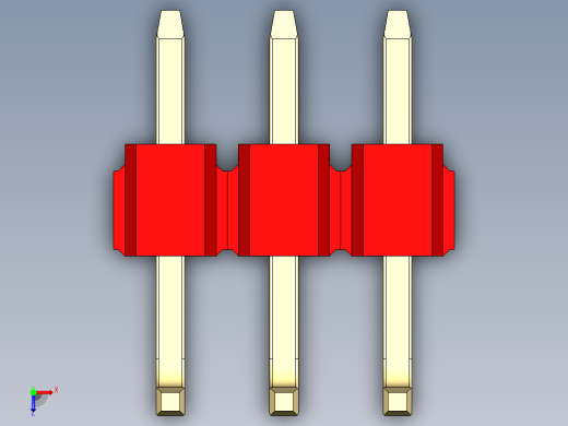 彩色公排针 100mil 2.54mm 系列-DS1022_red_03p_100mil_TypeU_rev1.0俯视缩略图