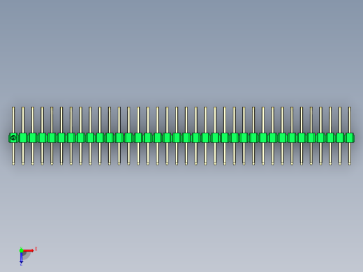 彩色公排针 100mil 2.54mm 系列-DS1022_green_3x36p_100mil_TypeD_rev1.0俯视缩略图