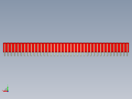 彩色公排针 100mil 2.54mm 系列-DS1022_red_3x38p_100mil_TypeD_rev1.0后视缩略图