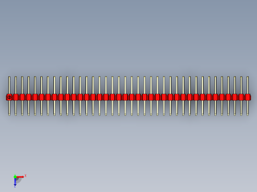 彩色公排针 100mil 2.54mm 系列-DS1022_red_3x38p_100mil_TypeD_rev1.0俯视缩略图