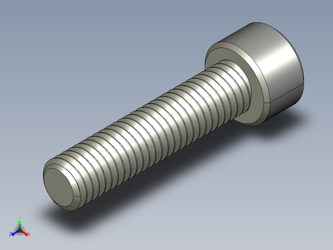 M8 x 1.25mm Thread 35mm LONG SOCKET HEAD CAP SCREW.STEP正等轴测图