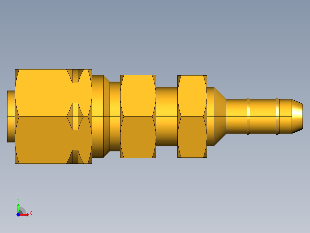 工业通用螺蚊管倒齿式工业硬管接头Bulkhead Union 22CABH-4-4前视图