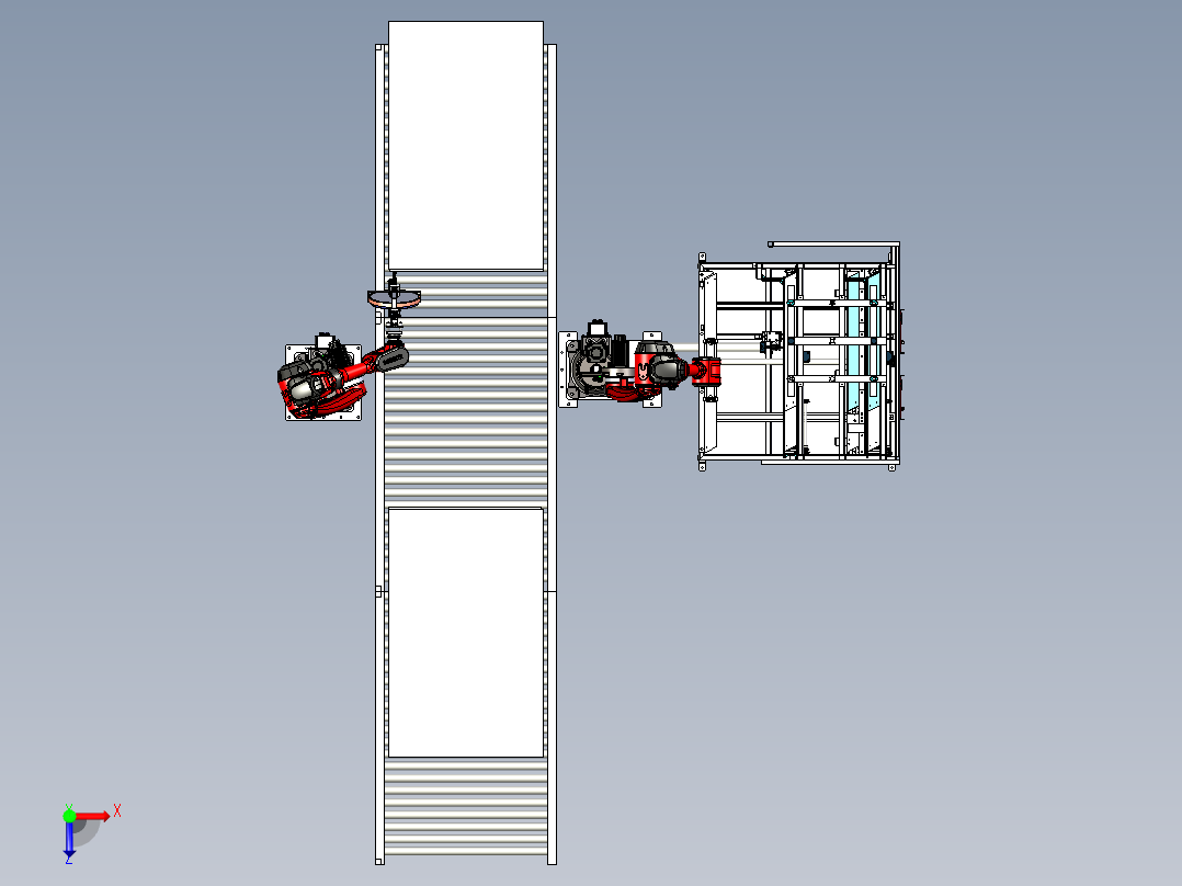包装箱自动上板打钉机俯视图