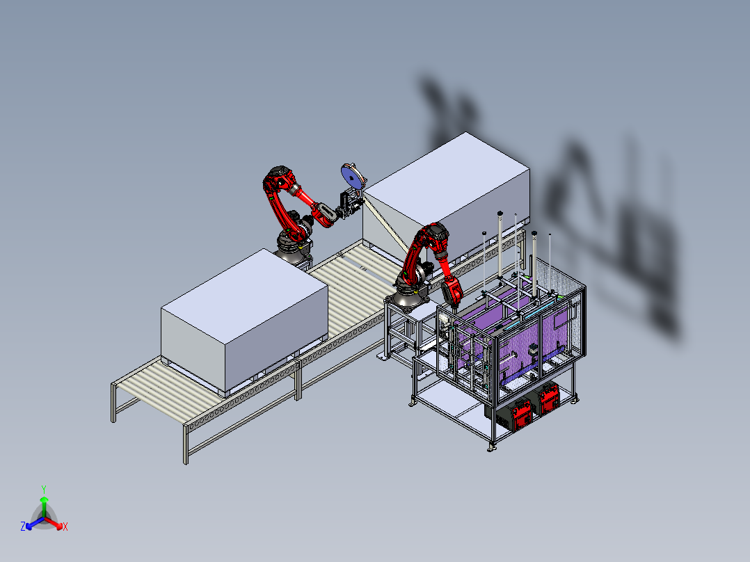 包装箱自动上板打钉机正等轴测图