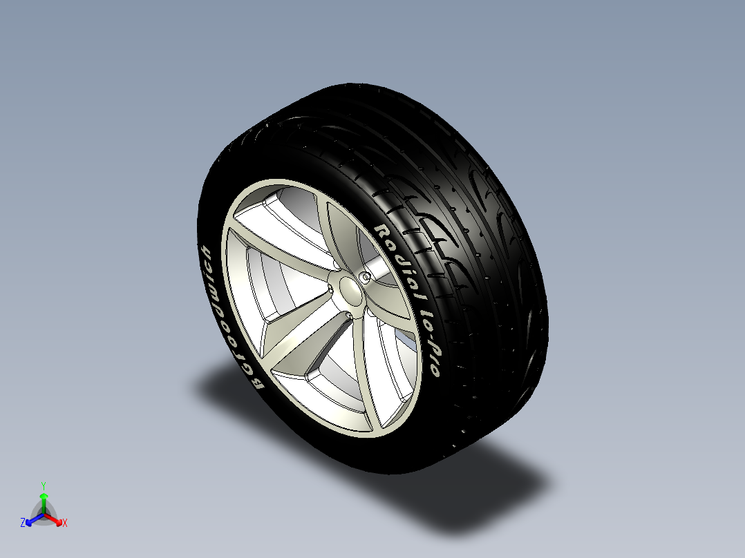 轮胎、车轮、轮毂(47)正等轴测图