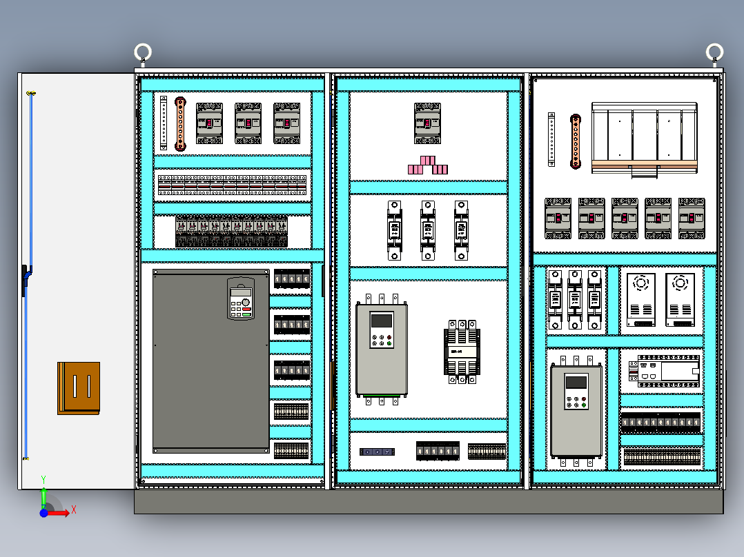 钣金柜刀开关软启动plc控制柜 71559前视图