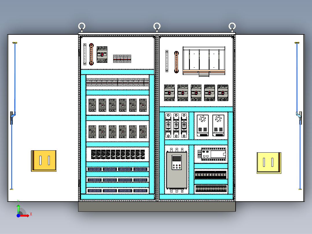 双柜组装交流接触器刀开关软启动控制柜 56402前视图