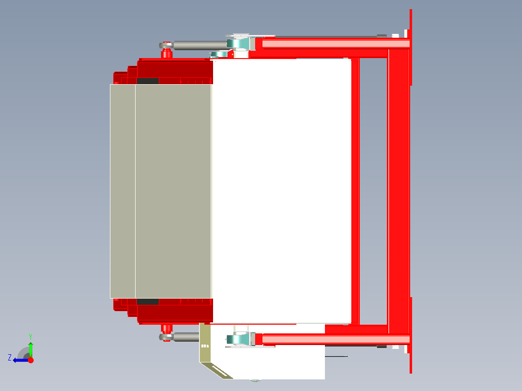 三节式伸缩式皮带机传送带输送机右视图