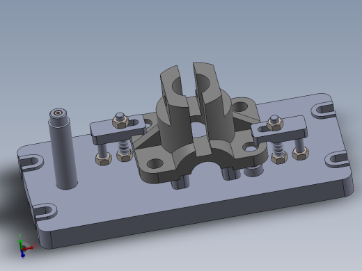 支座铣端面夹具（CAD图+SW三维）